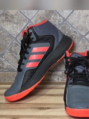 Adidas Cloudfoam Ilation Gray Orange Athletic Sneakers with Three-Stripe 4Y